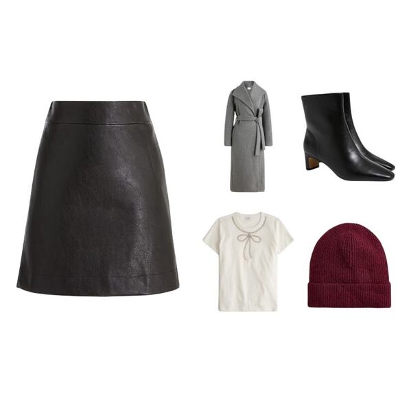 J.Crew Faux-leather A-line mini skirt Size 00 new black - Picture 6 of 7